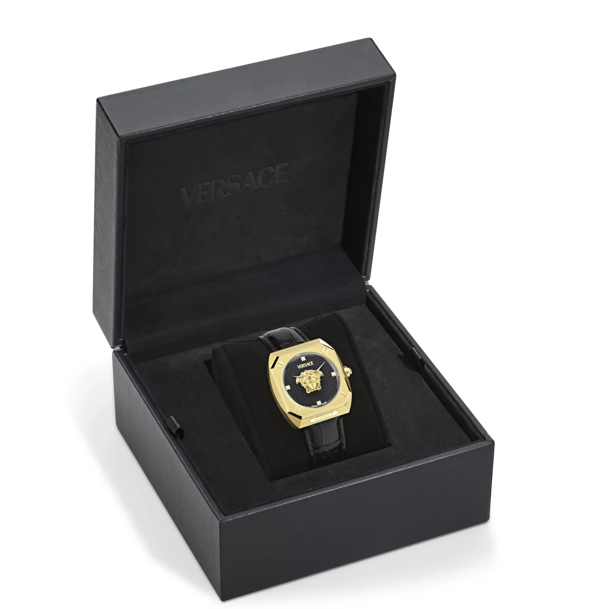 Elegante Medusa Antares Schwarze Lederuhr