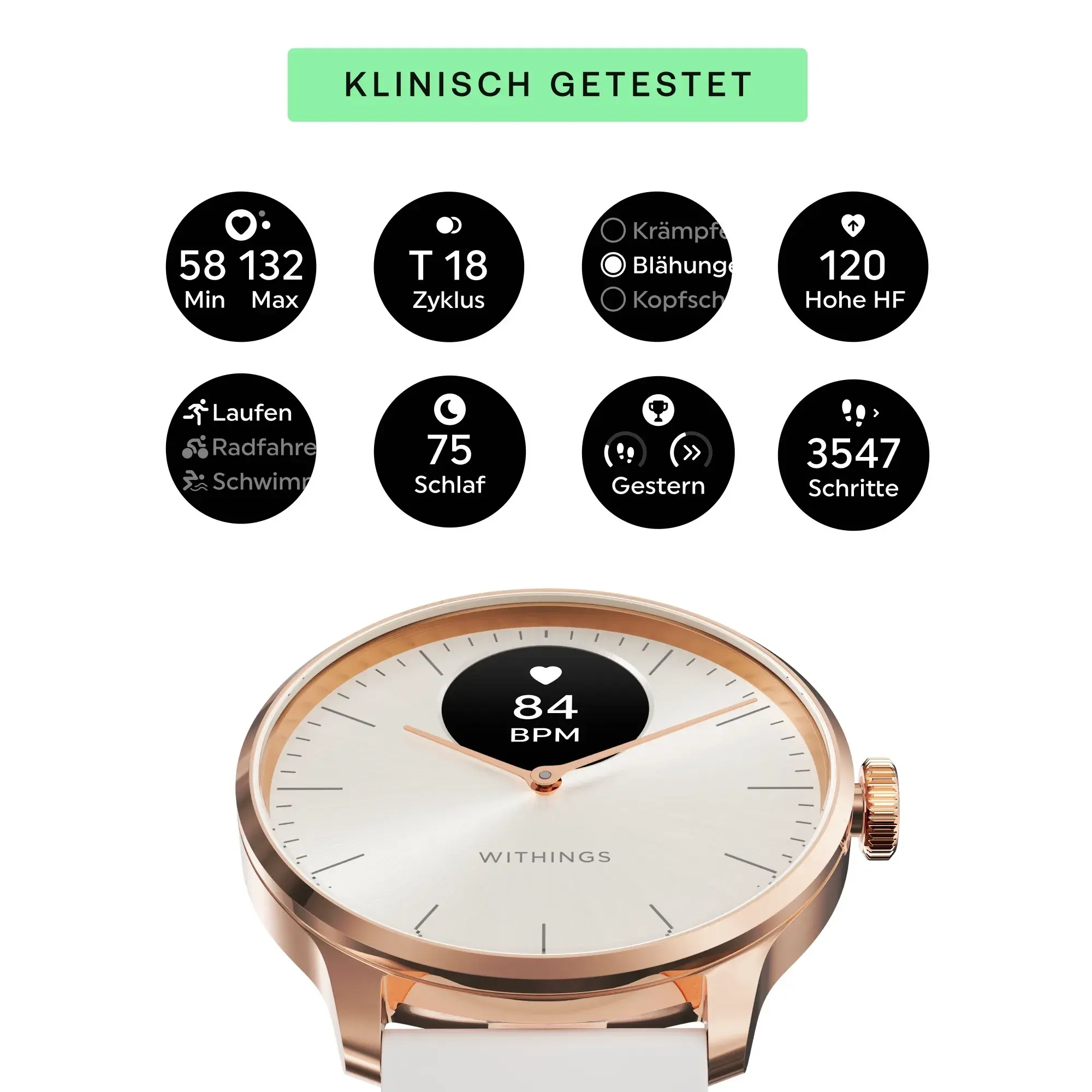 Hybride Smartwatch mit Gesundheitsüberwachung