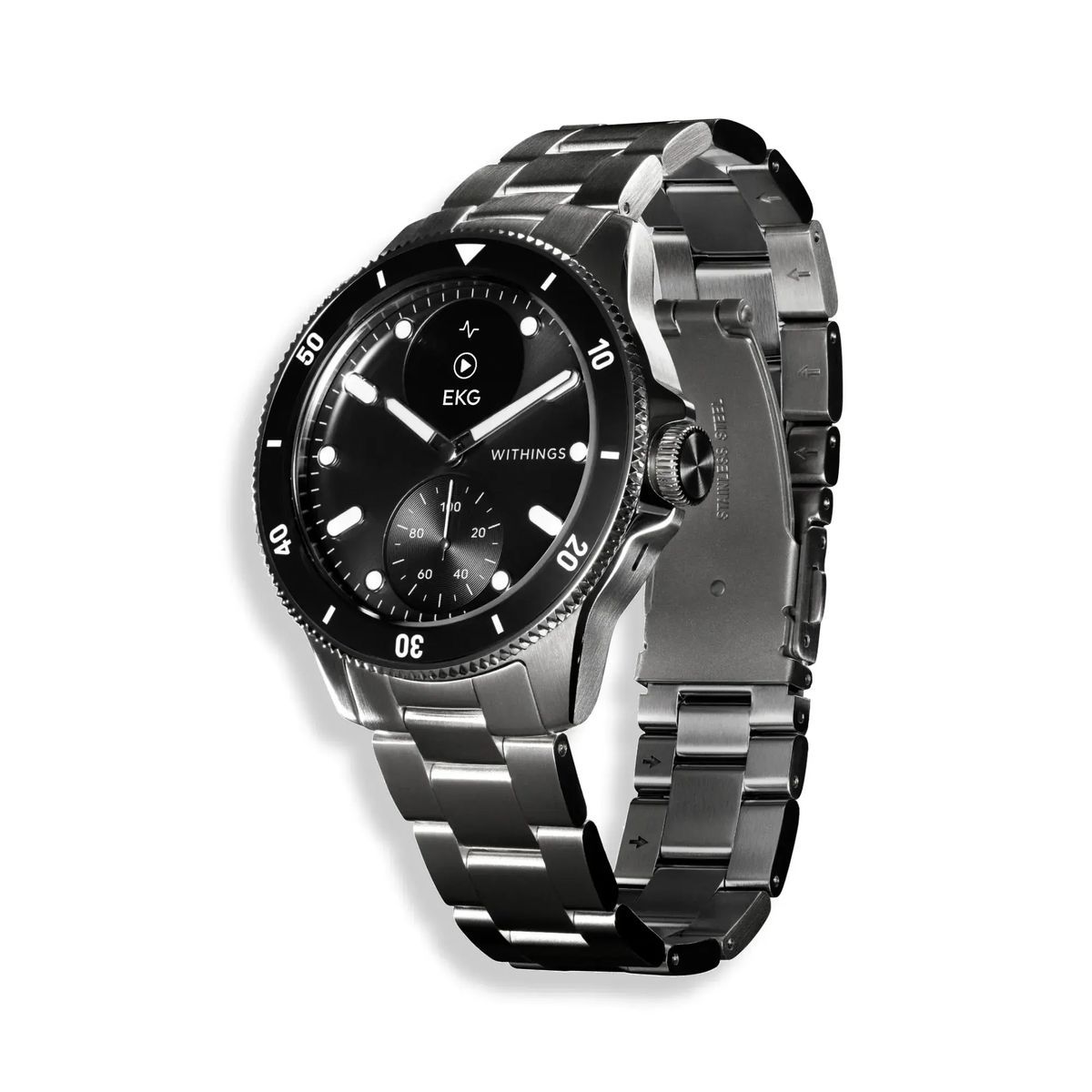 Hybride Smartwatch aus Edelstahl mit EKG