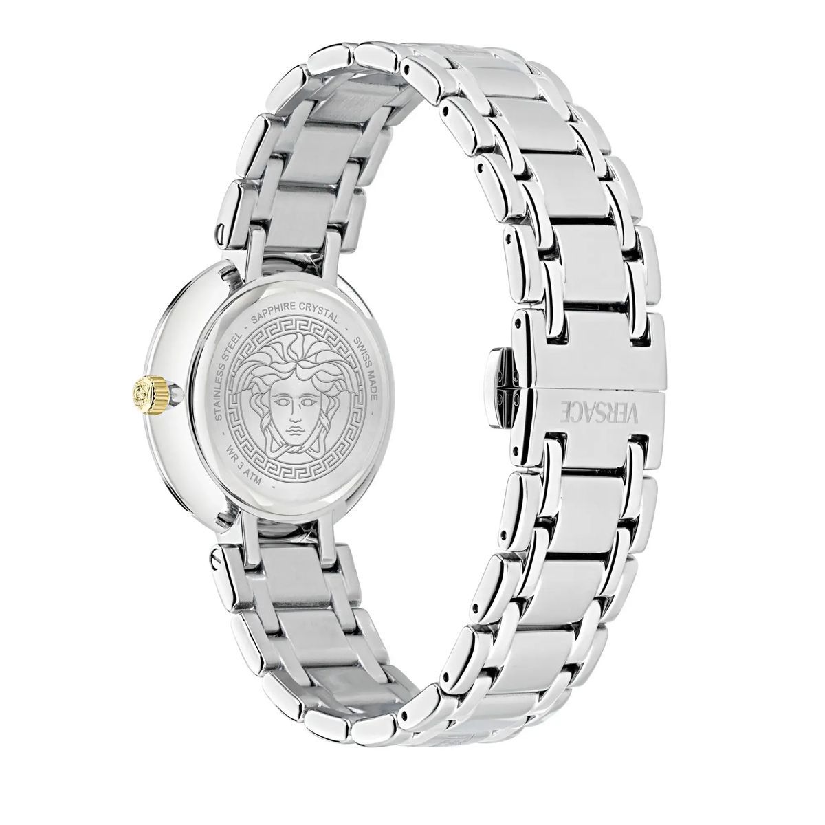 Elegante silberfarbene Versace Antlia Uhr