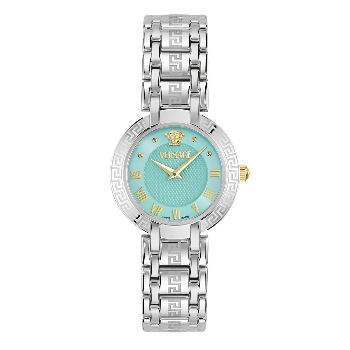 Elegante silberfarbene Versace Antlia Uhr