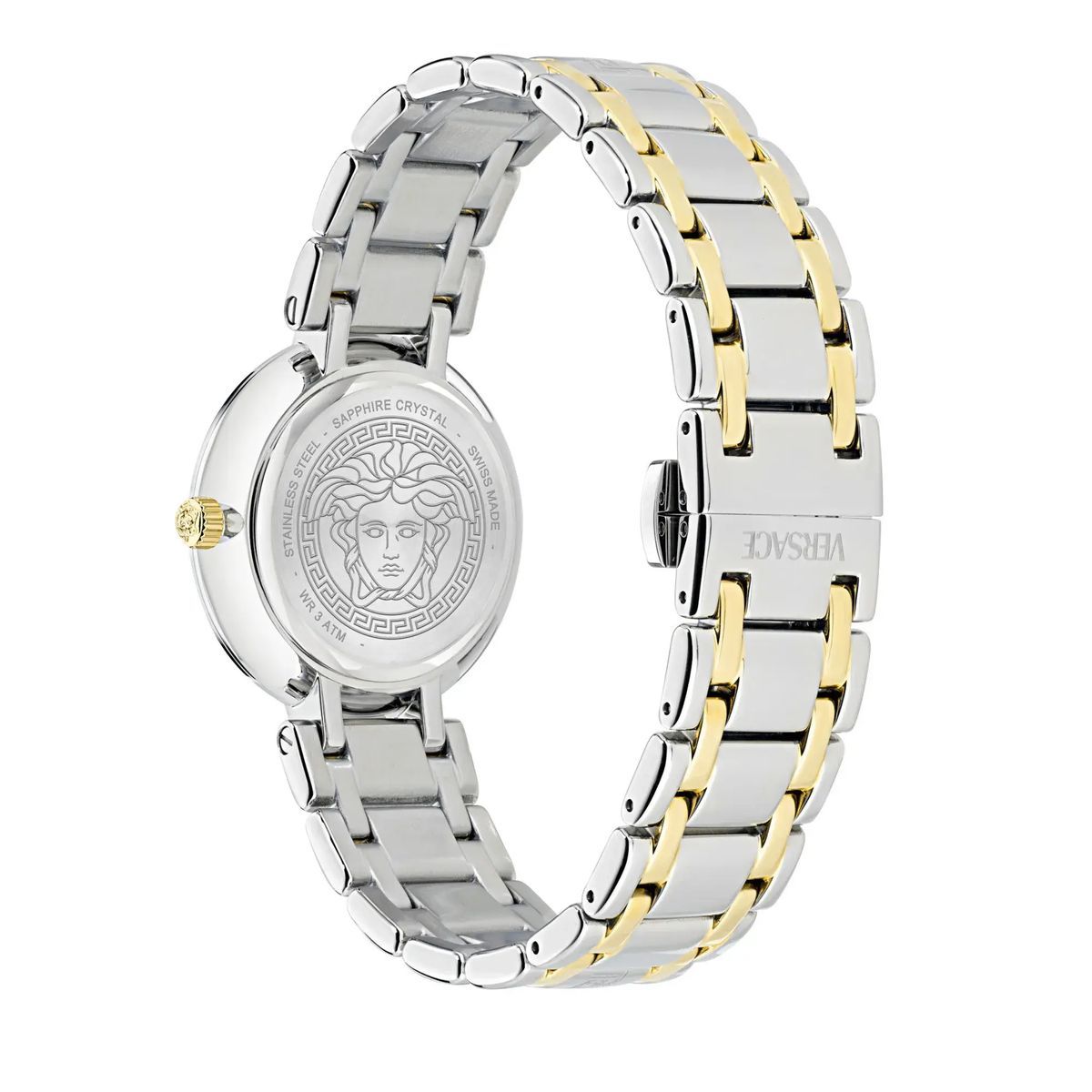 Zweifarbige Damen-Analoguhr mit Diamanten