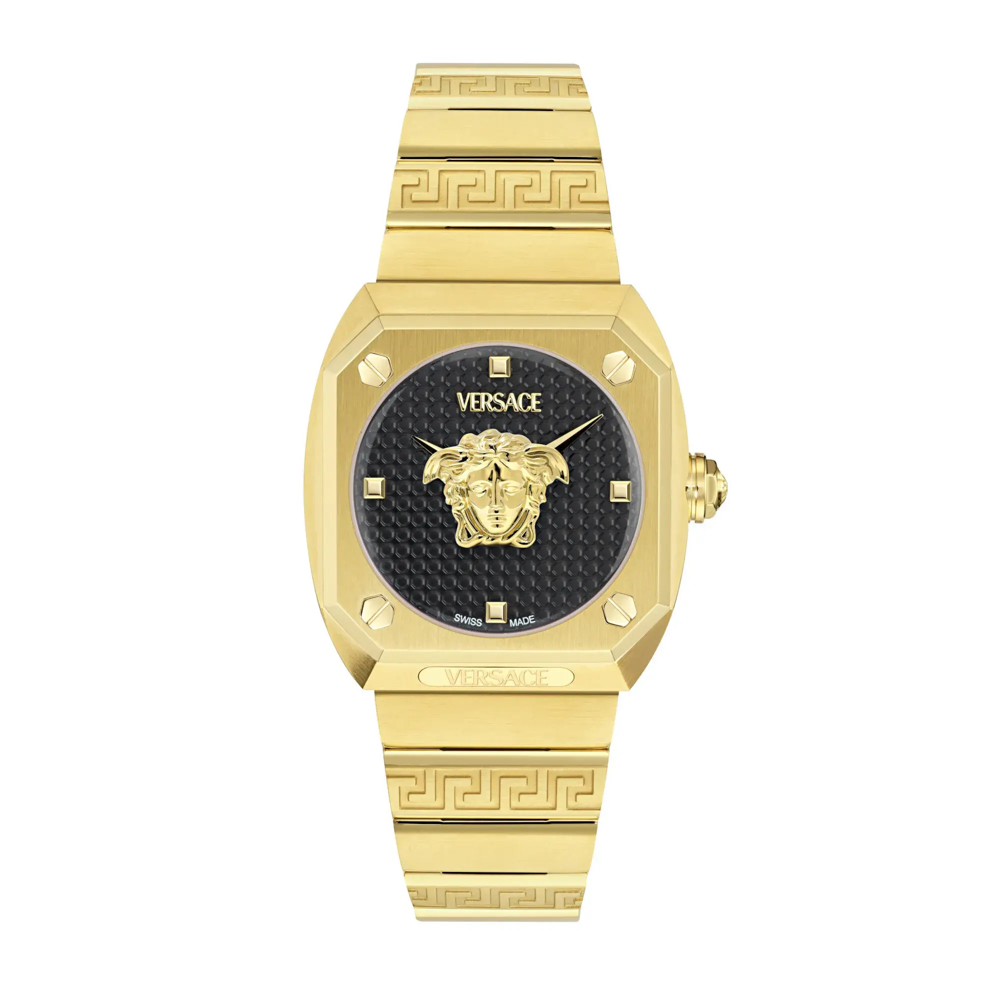 Elegante Medusa Emblem Goldfarbene Uhr