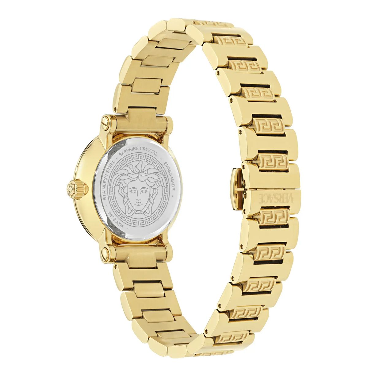 Goldfarbene Petite Uhr mit griechischem Schlüsseldesign