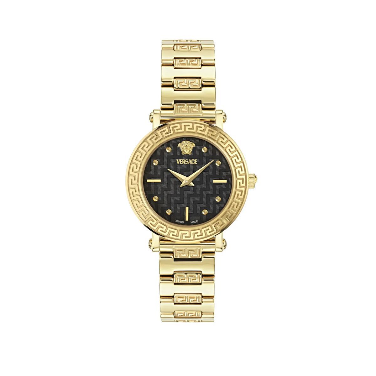 Goldfarbene Petite Uhr mit griechischem Schlüsseldesign