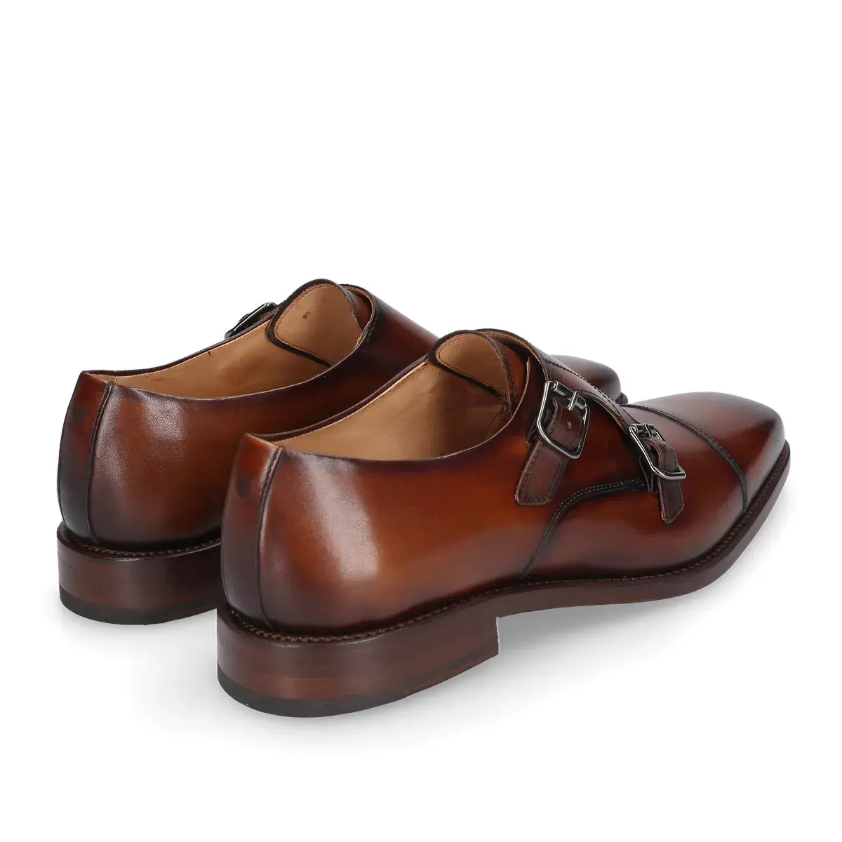 Elegante Leder Doppel Monk Strap Schuhe