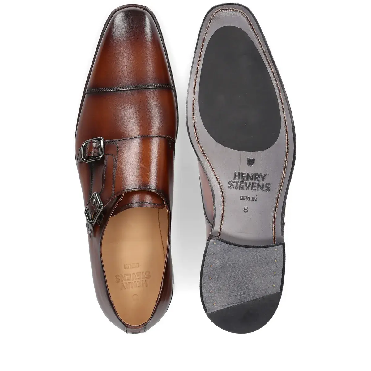 Elegante Leder Doppel Monk Strap Schuhe