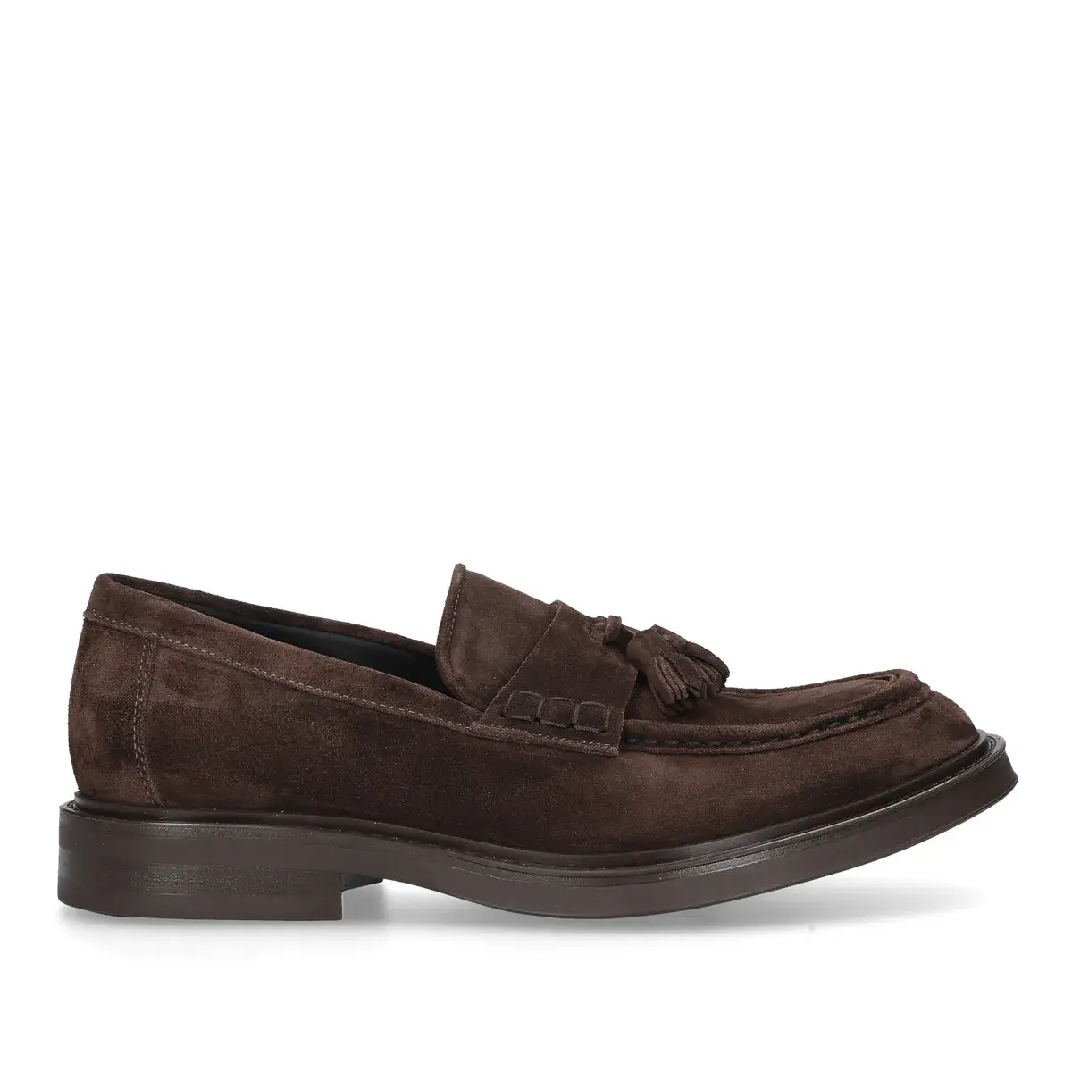 Braune Wildleder-Quastenloafer