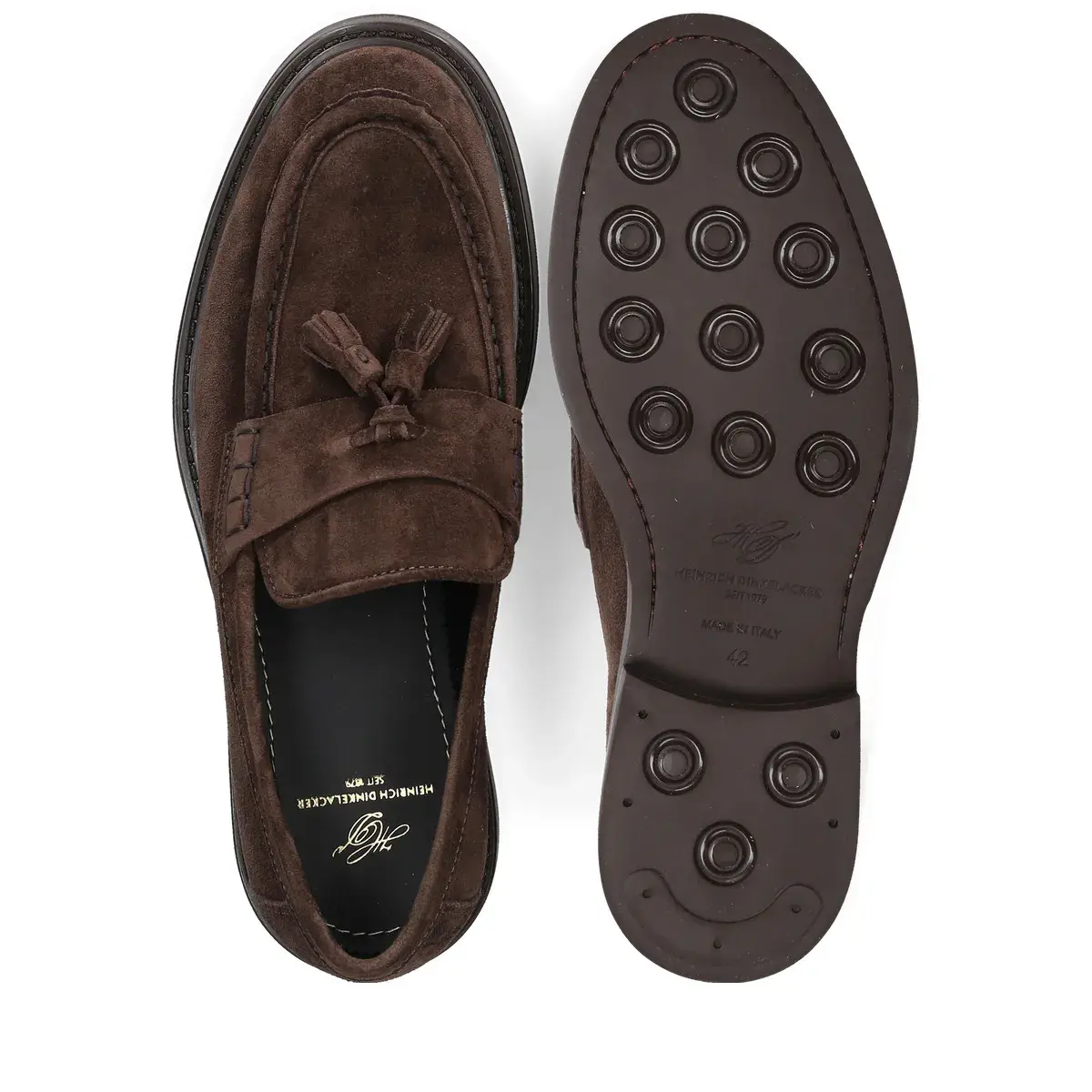 Braune Wildleder-Quastenloafer