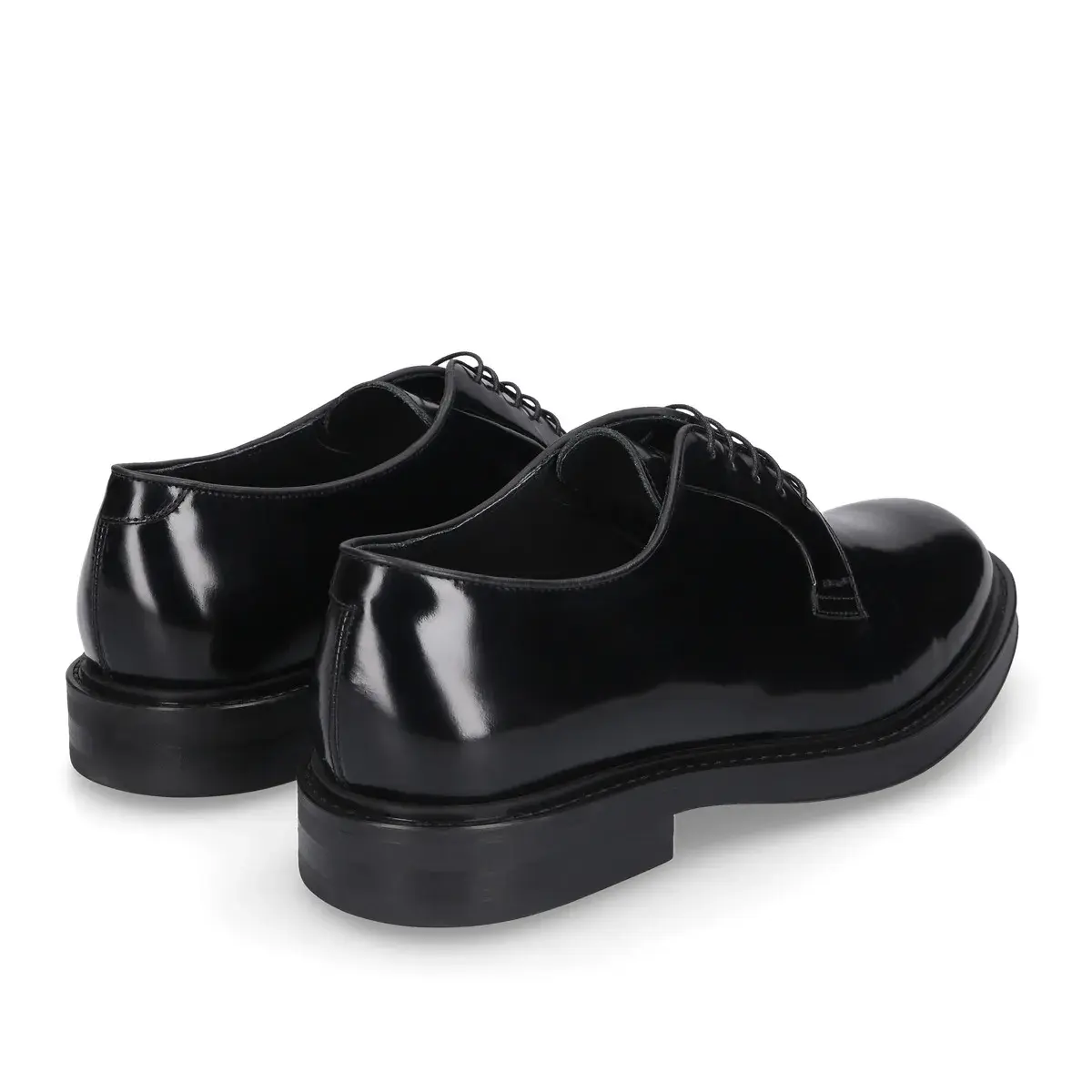 Schwarze schlichte Derby-Schuhe aus Leder