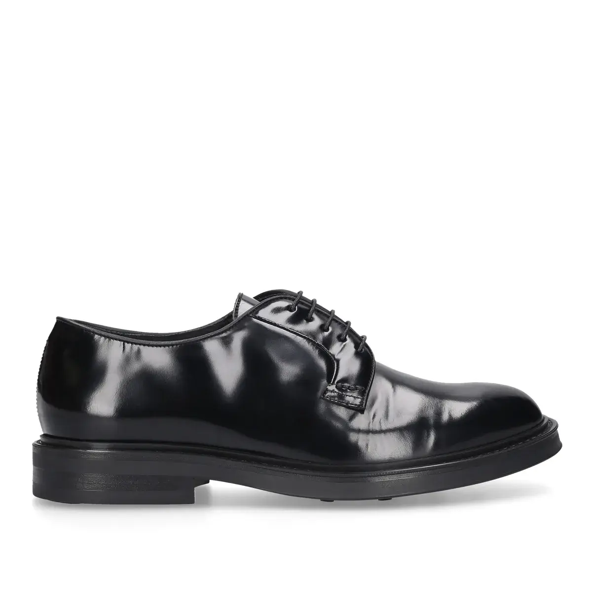 Schwarze schlichte Derby-Schuhe aus Leder