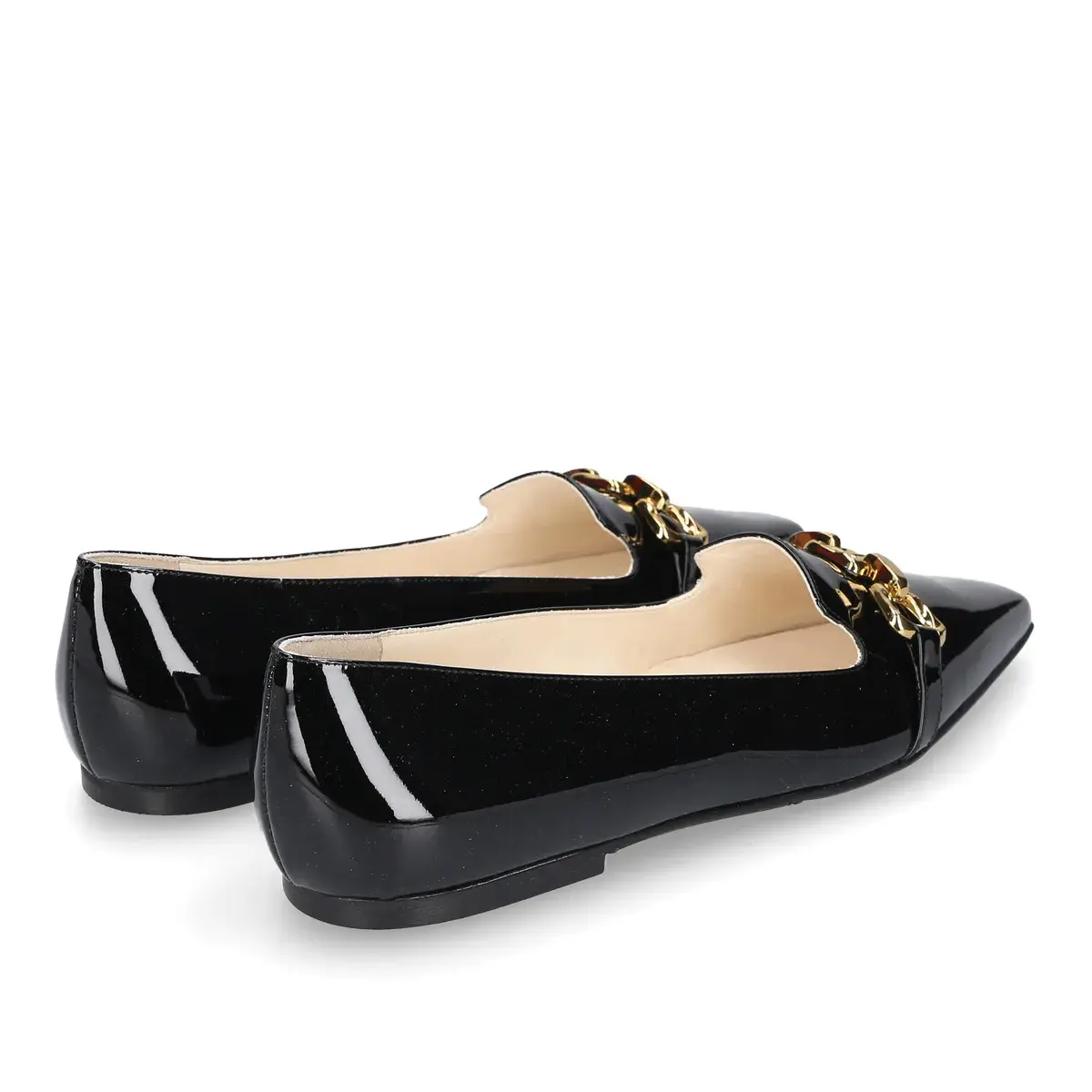 Schwarze Lackleder-Loafer mit Spitze