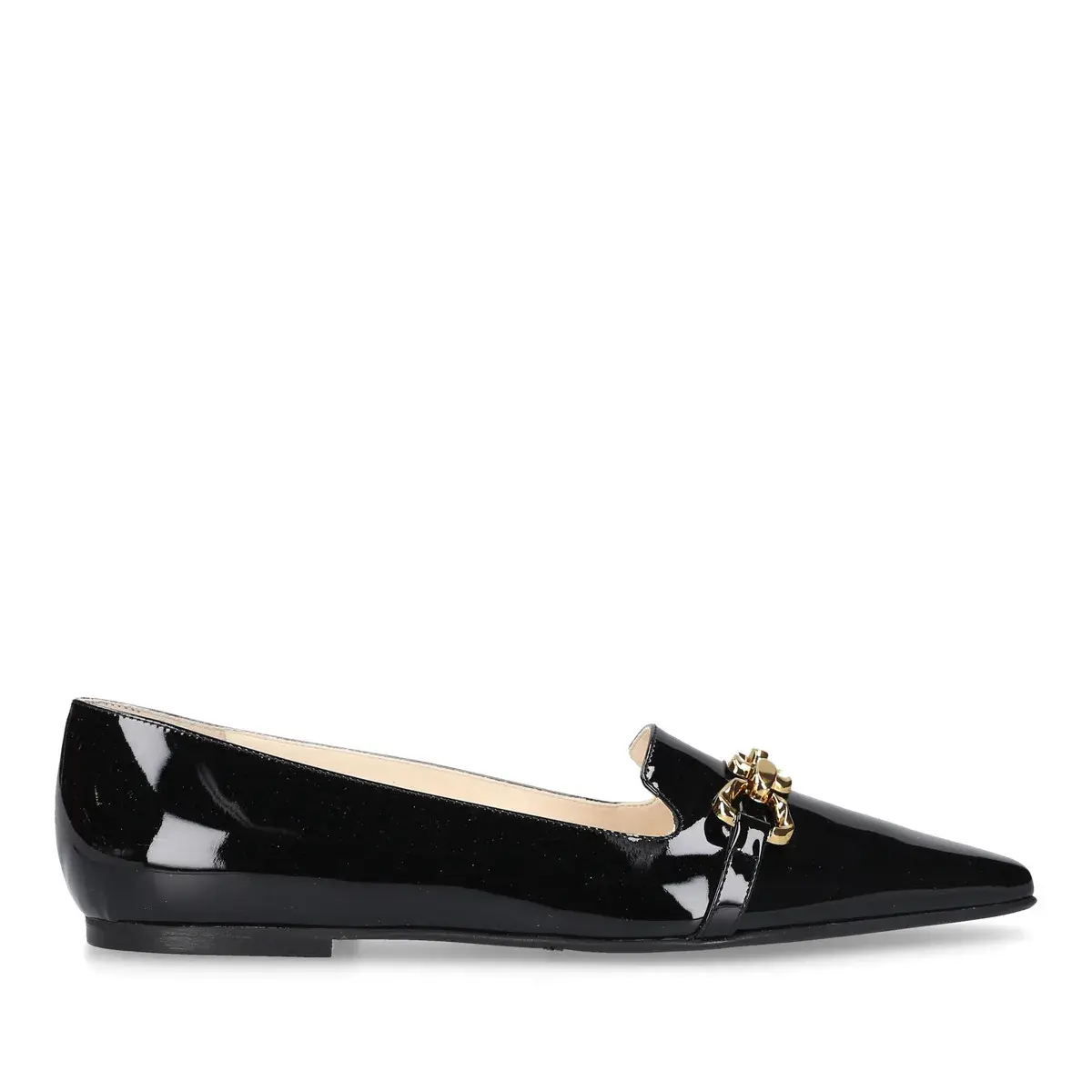 Schwarze Lackleder-Loafer mit Spitze