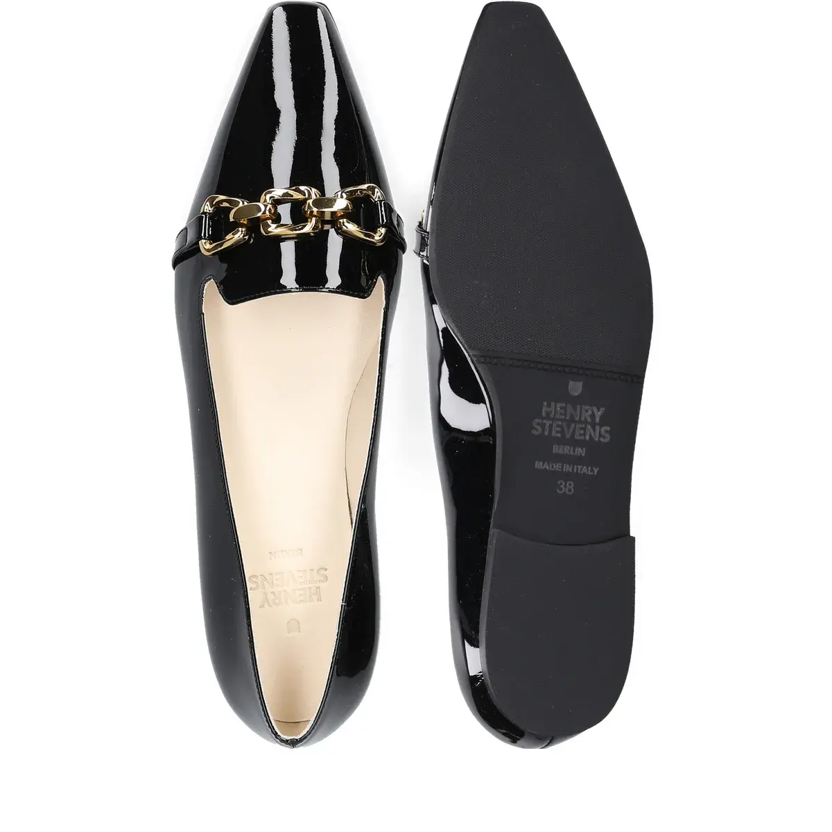 Schwarze Lackleder-Loafer mit Spitze