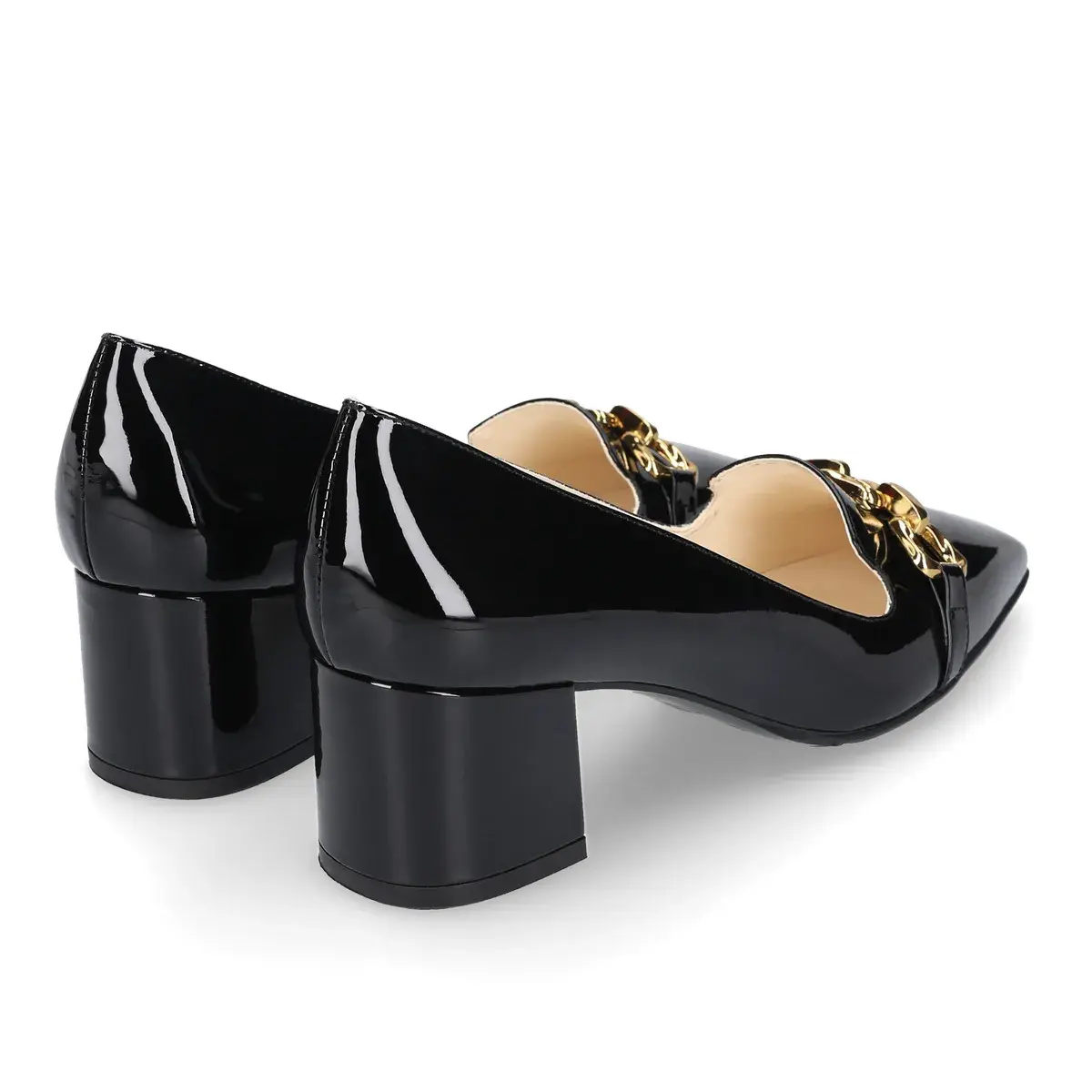 Lackleder Pumps mit Blockabsatz