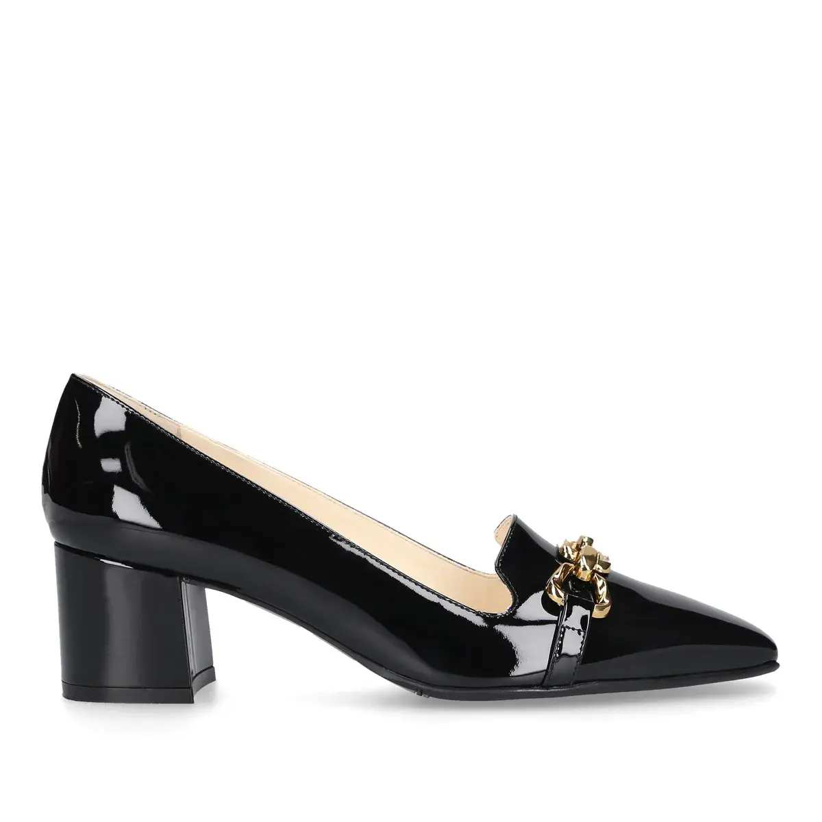 Lackleder Pumps mit Blockabsatz