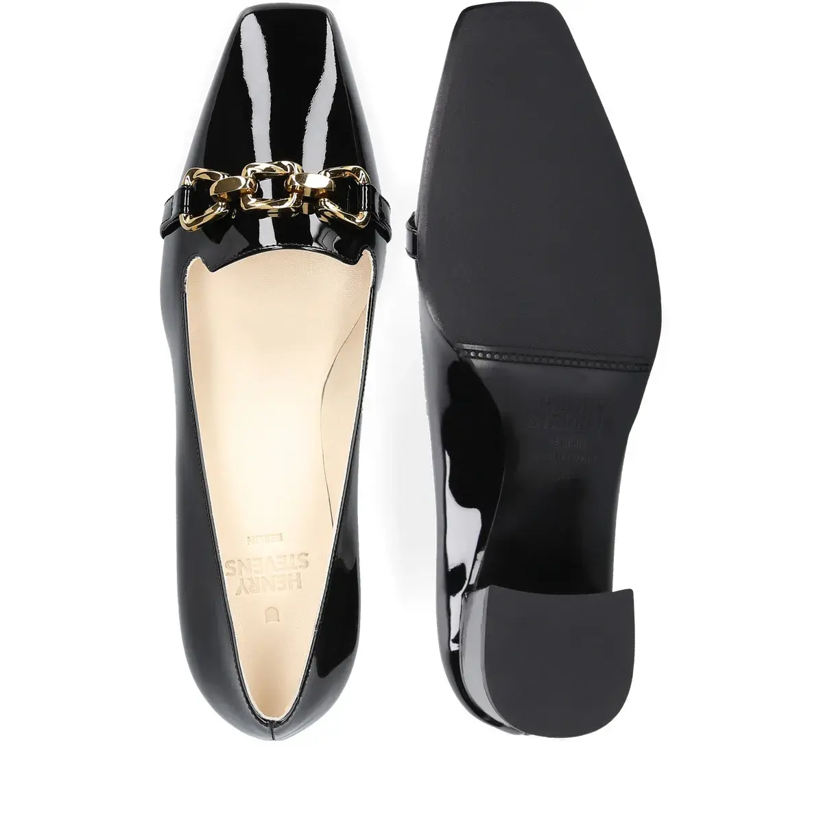 Lackleder Pumps mit Blockabsatz