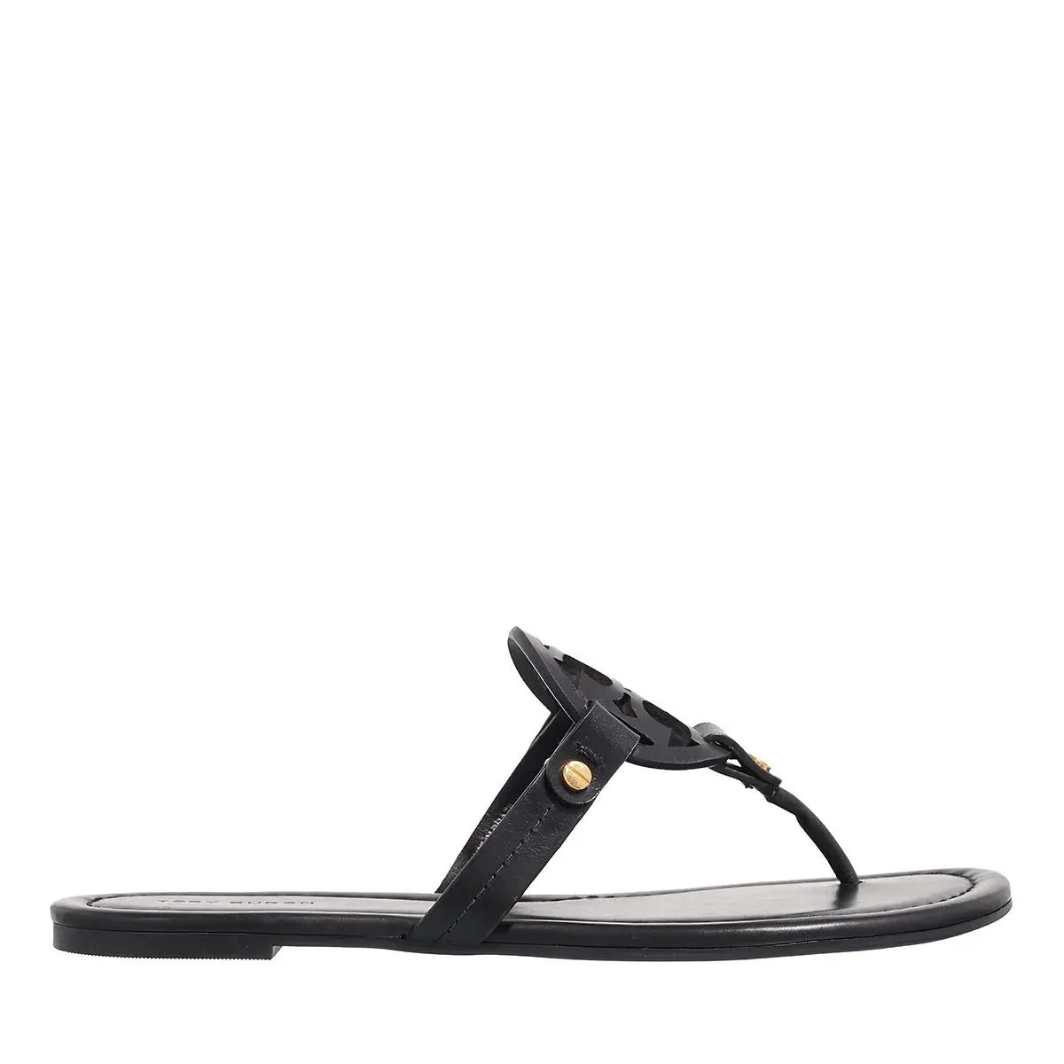 Elegante Leder Zehentrenner Sandale mit Logo
