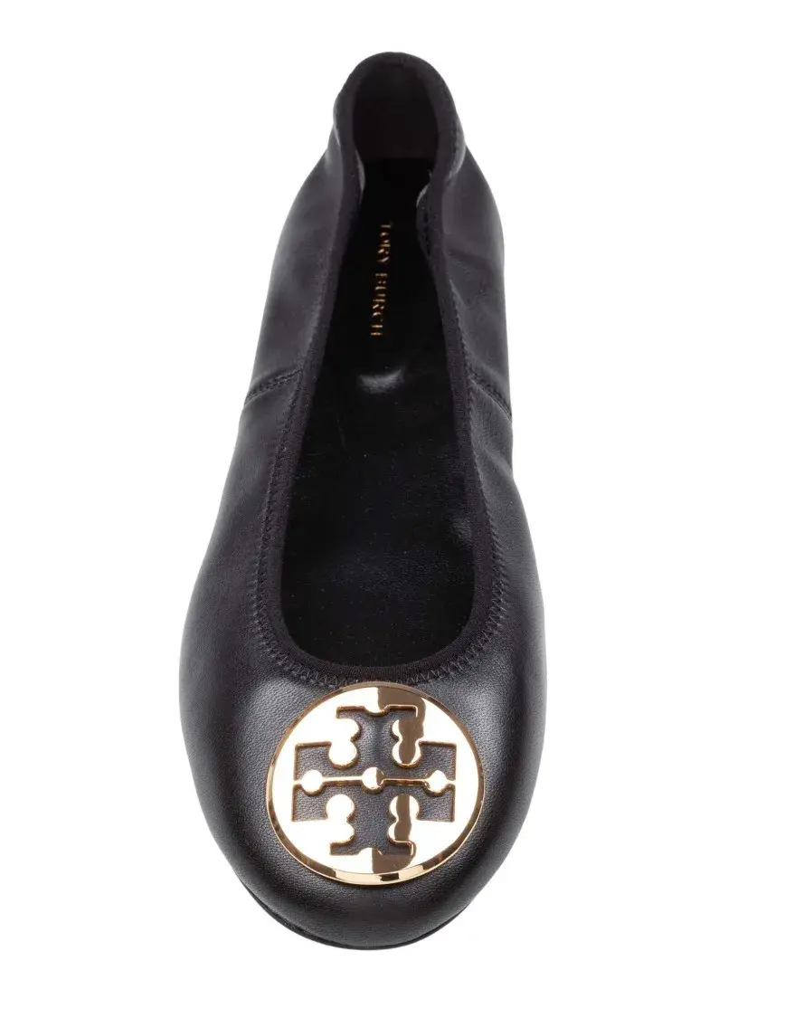 Klassische Ballerinas aus Leder mit Logo