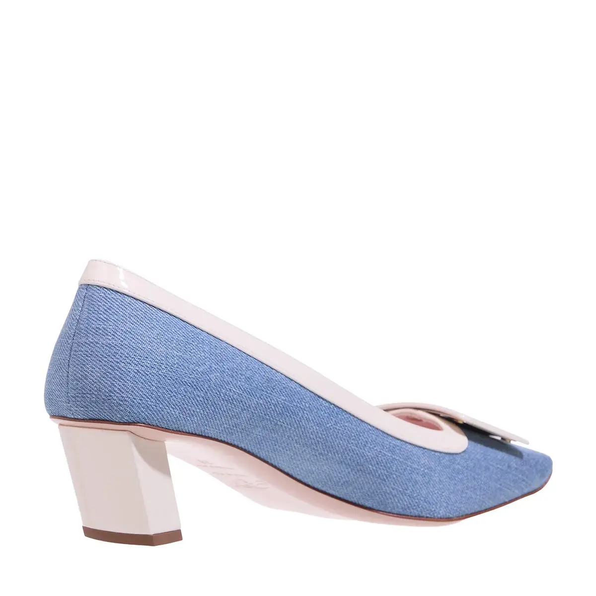 Pumps mit Blockabsatz und spitzer Zehenpartie aus Denim