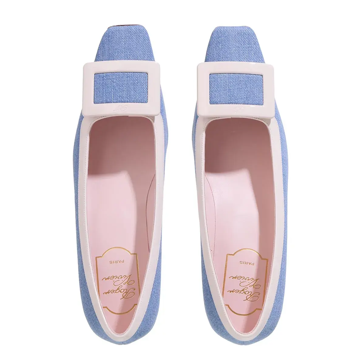 Pumps mit Blockabsatz und spitzer Zehenpartie aus Denim