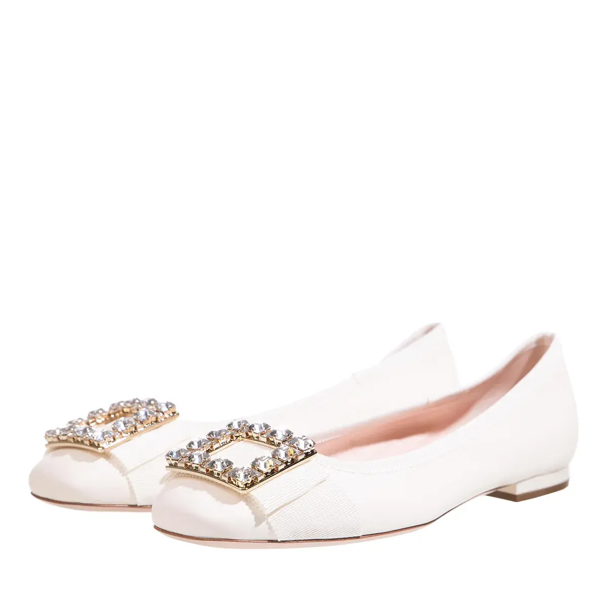 Ballerinas aus Leder mit Kristall Schnalle