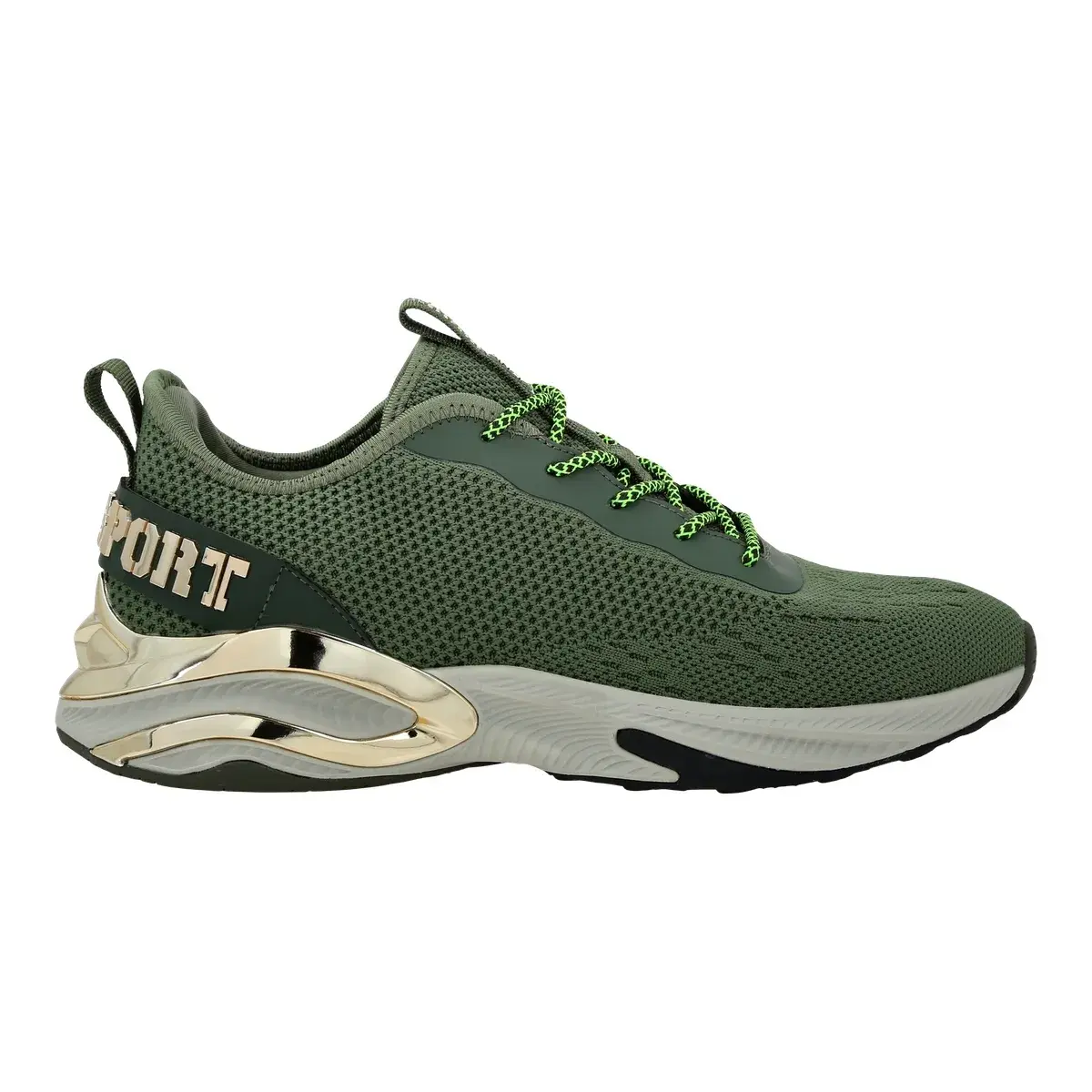 Olivgrüner Low-Top-Strick Sneaker