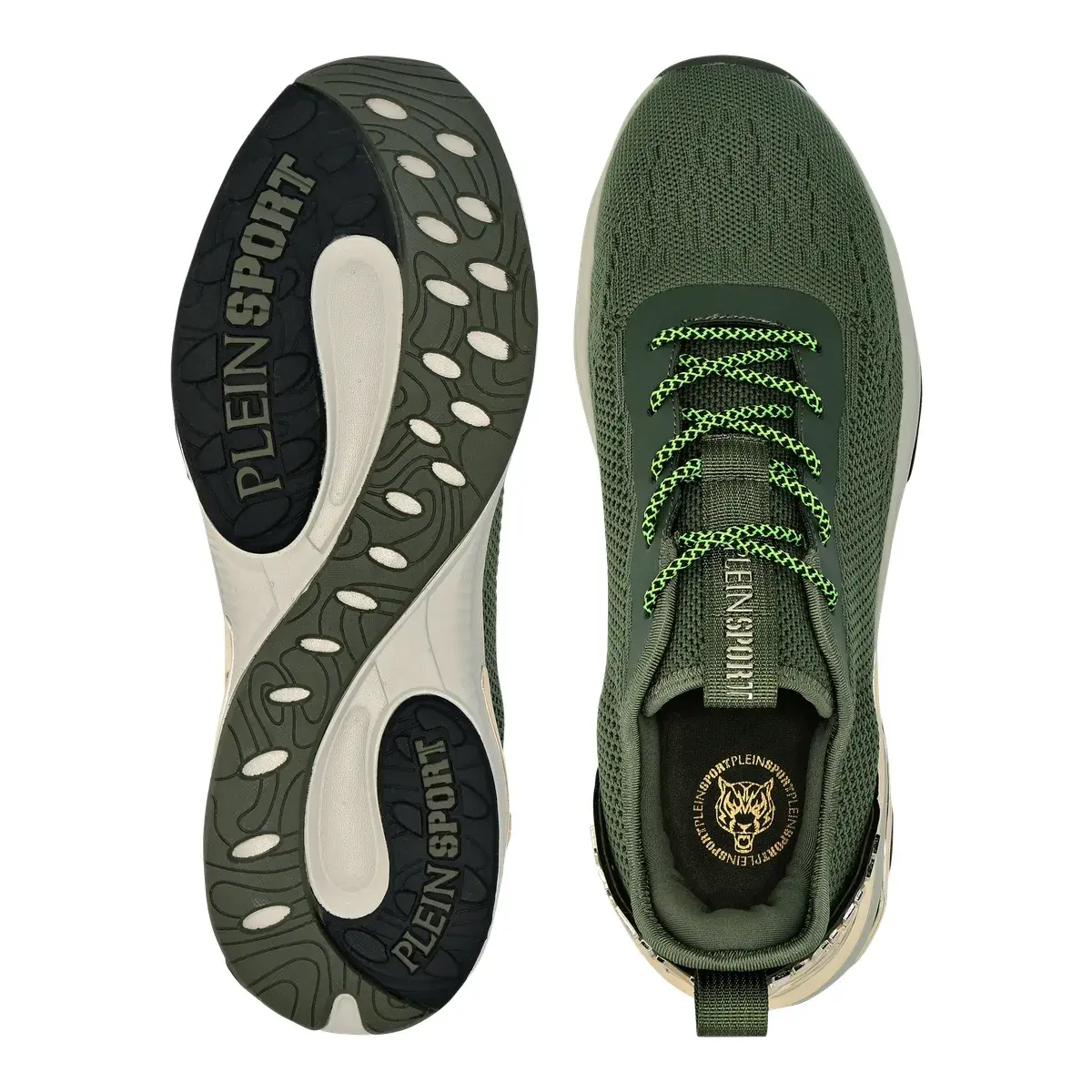 Olivgrüner Low-Top-Strick Sneaker