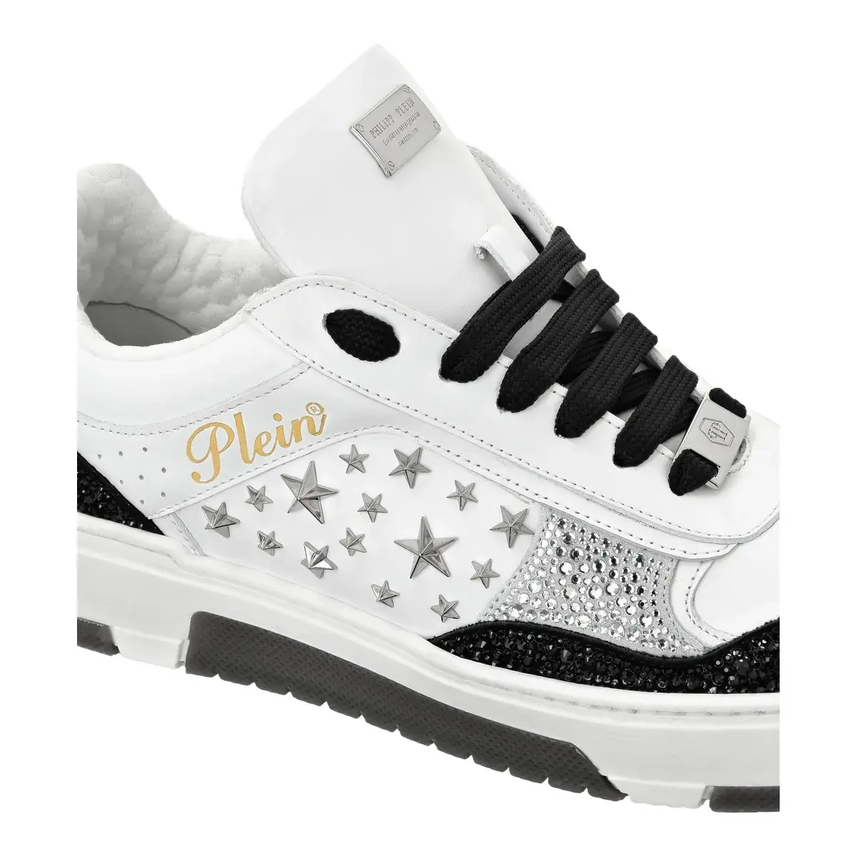 Lo-Top-Sneakers aus Leder mit Sternnieten