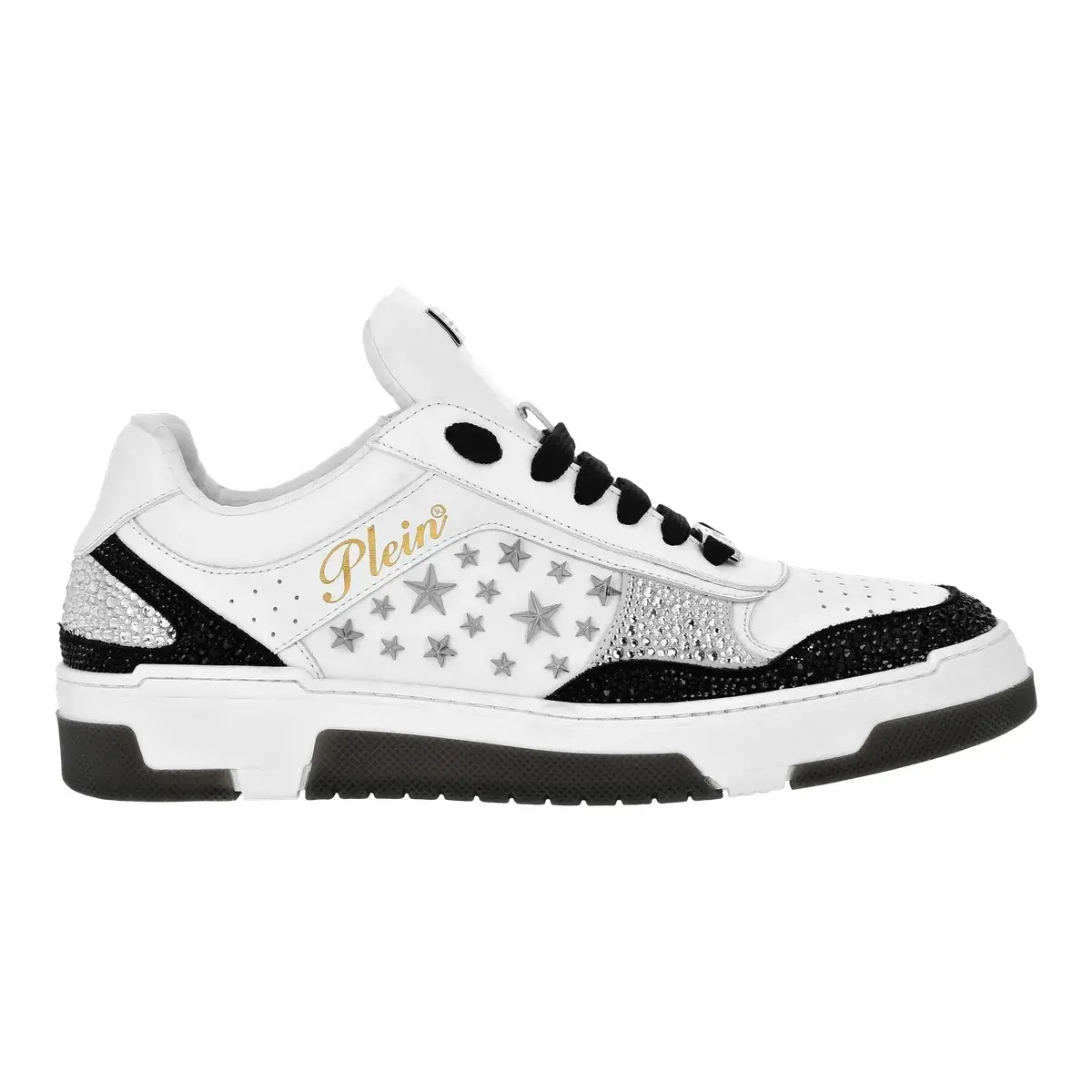 Lo-Top-Sneakers aus Leder mit Sternnieten