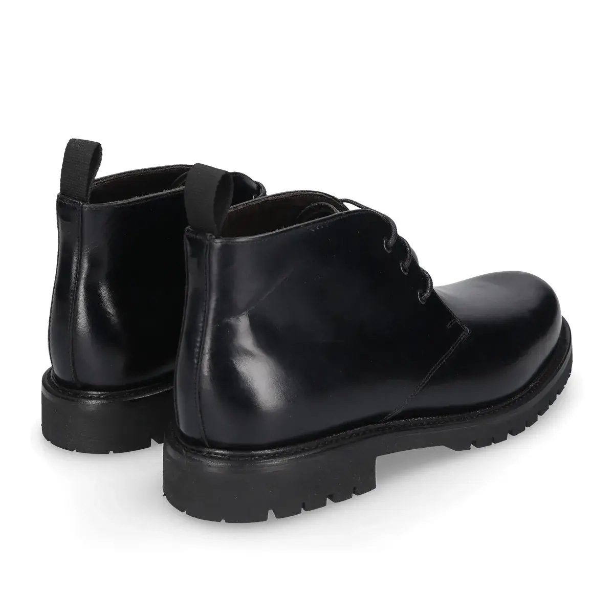 Schwarzer Leder Chukka Boot mit Profilsohle