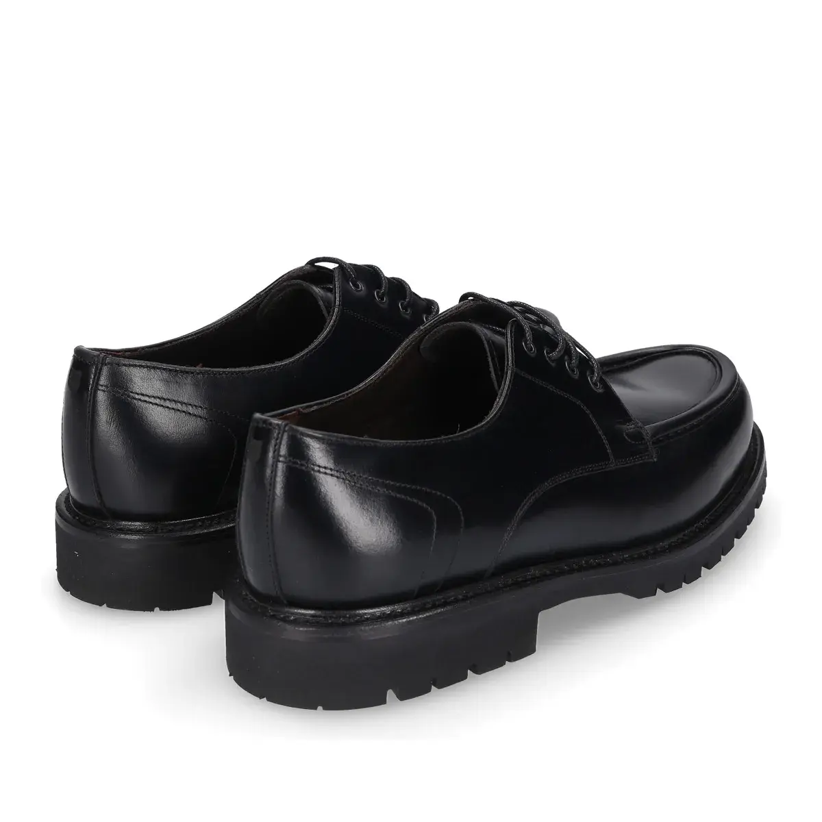 Schwarze Norweger Derby Schuhe mit Rahmennaht