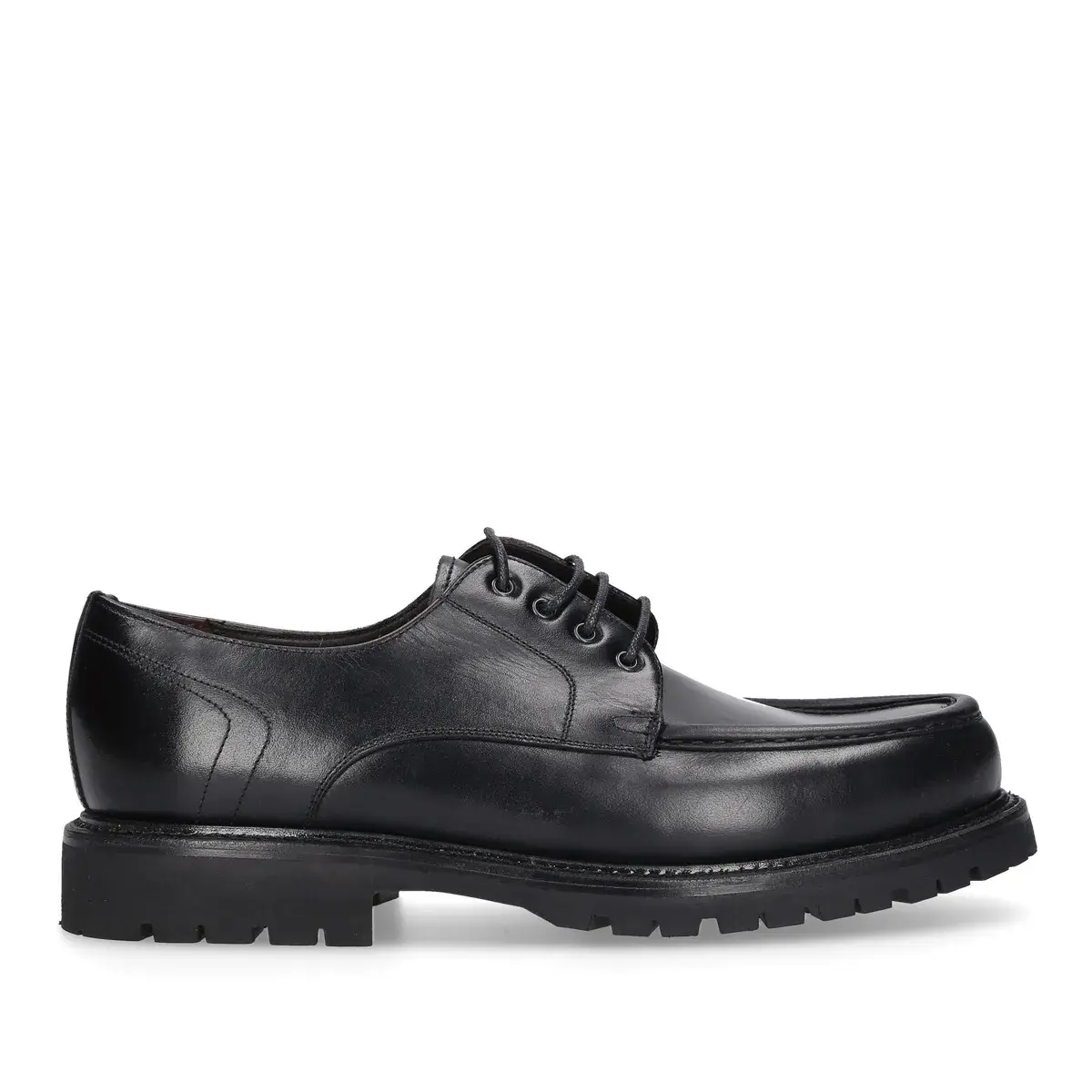 Schwarze Norweger Derby Schuhe mit Rahmennaht