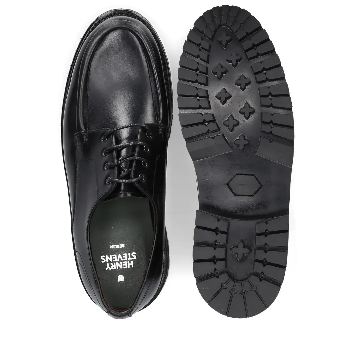 Schwarze Norweger Derby Schuhe mit Rahmennaht