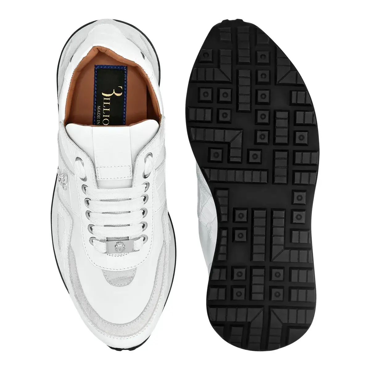 Moderner, geprägter weißer Leder-Sneaker