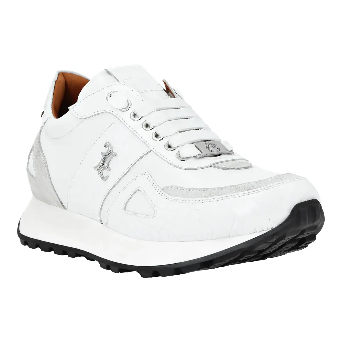 Moderner, geprägter weißer Leder-Sneaker