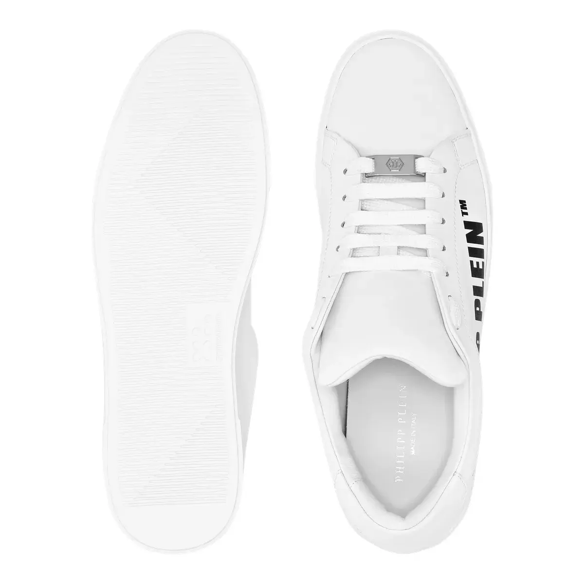 Weiße Leder-Low-Top-Sneakers