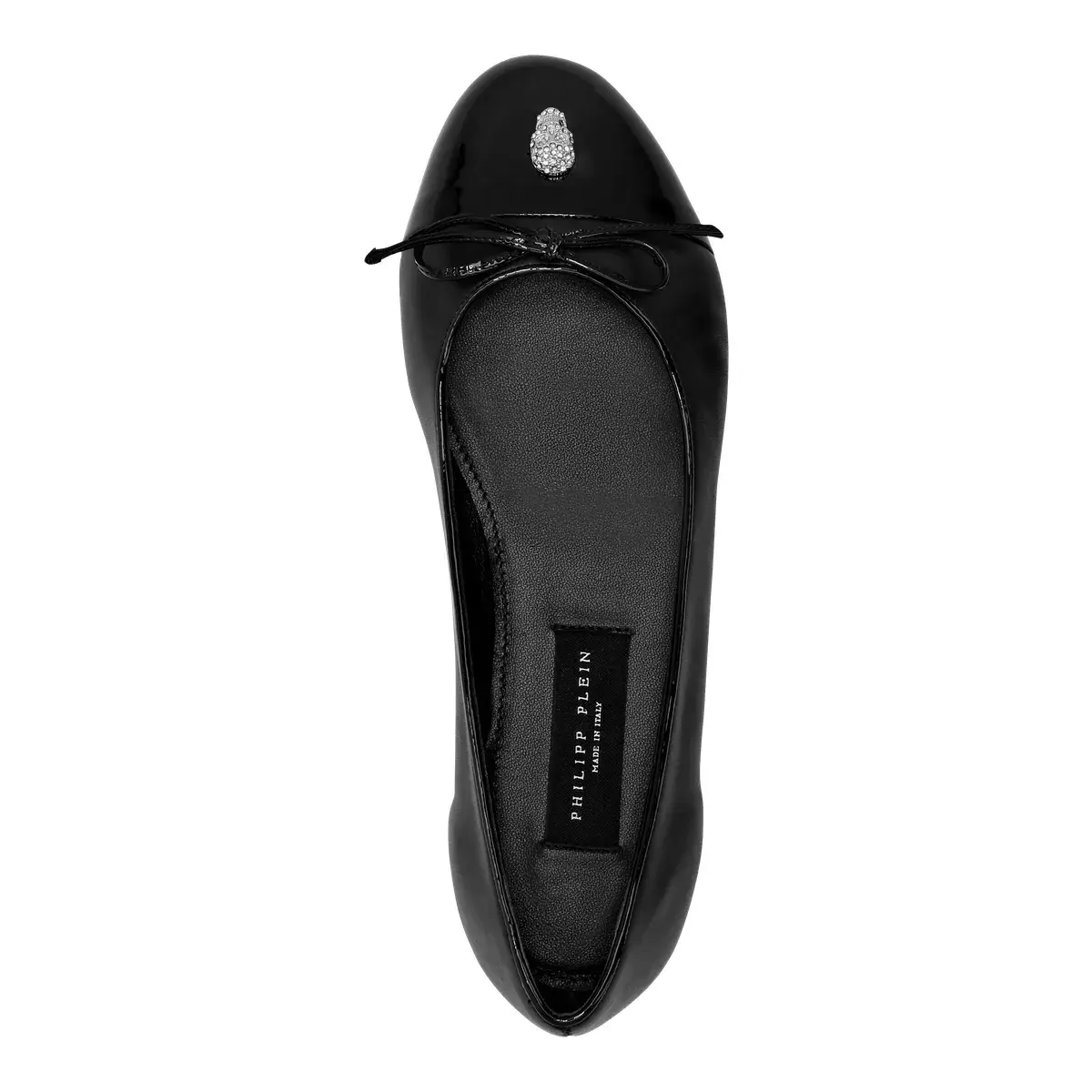 Elegante Ballerinas aus Lackleder mit Totenkopf
