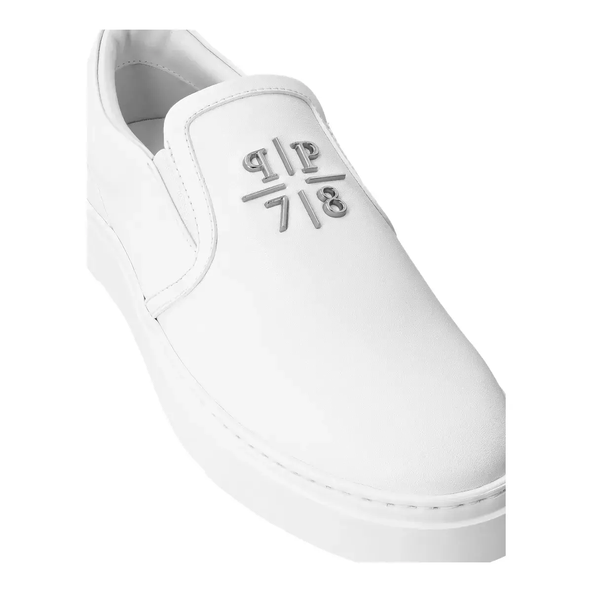 Weiße Leder Slip-On Sneakers