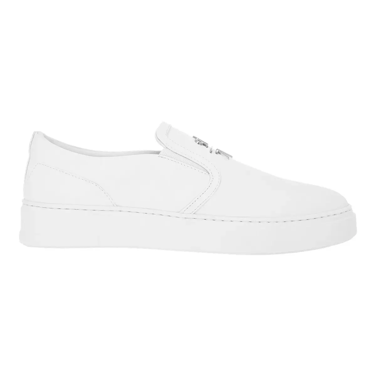 Weiße Leder Slip-On Sneakers