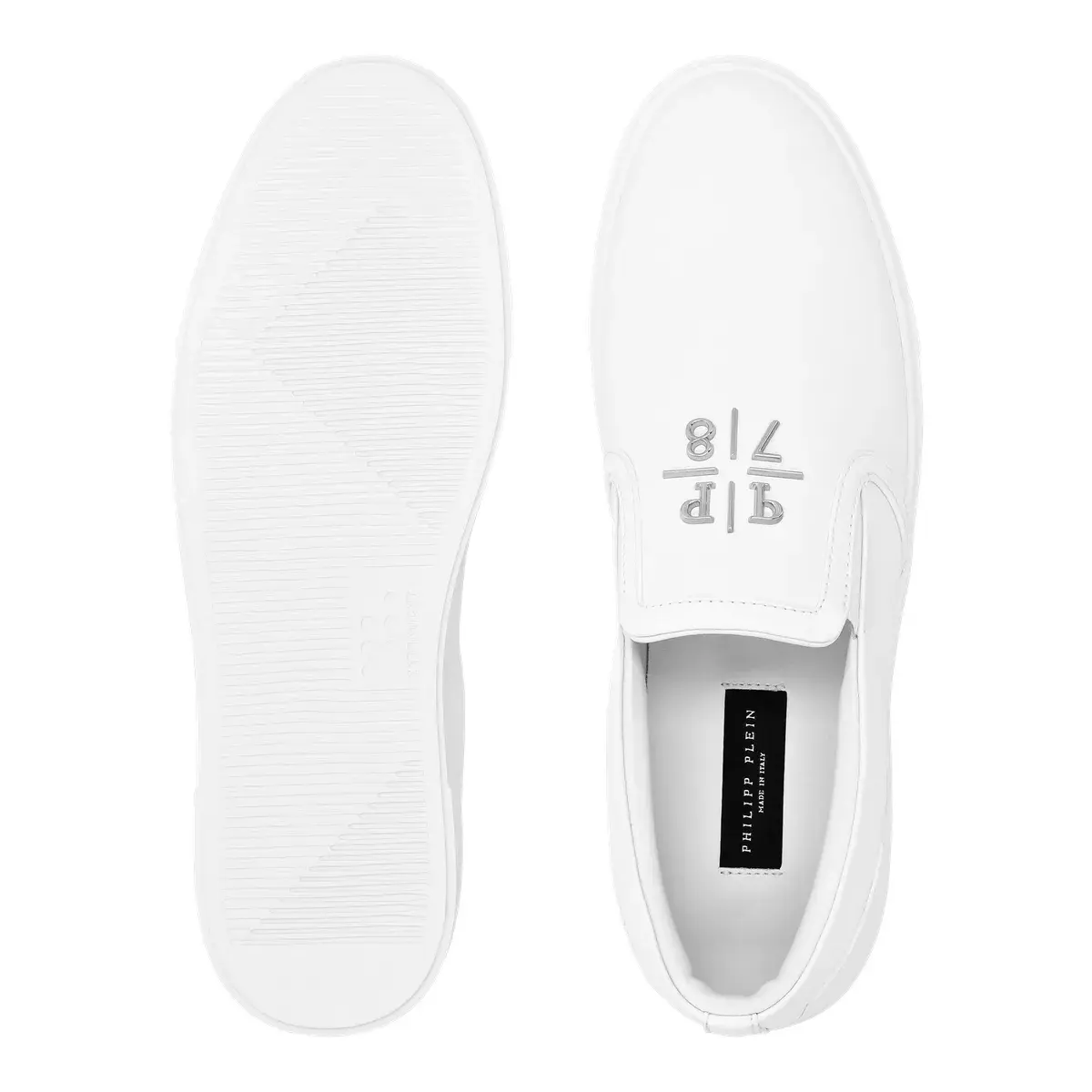 Weiße Leder Slip-On Sneakers