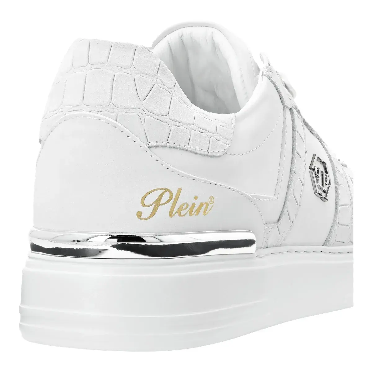 Weiße Sneaker aus Krokodilleder