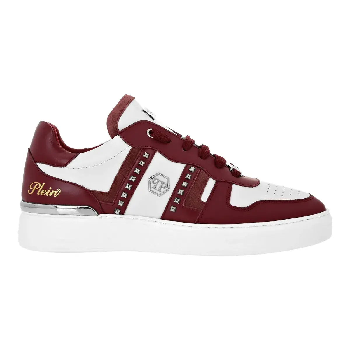 Leder-Sneakers mit Nietenbesatz