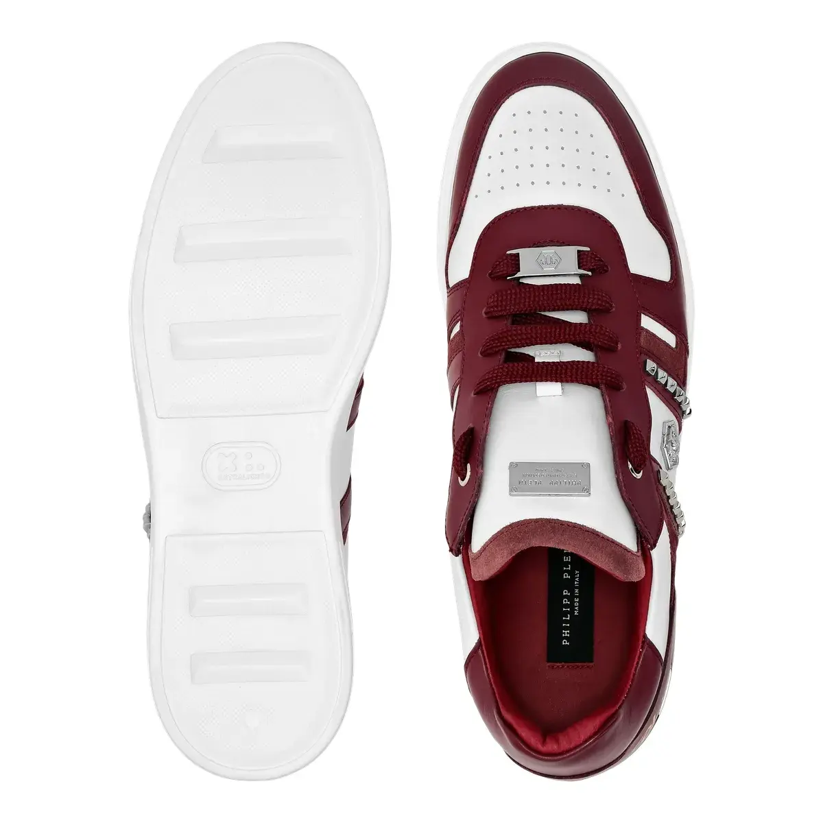 Leder-Sneakers mit Nietenbesatz