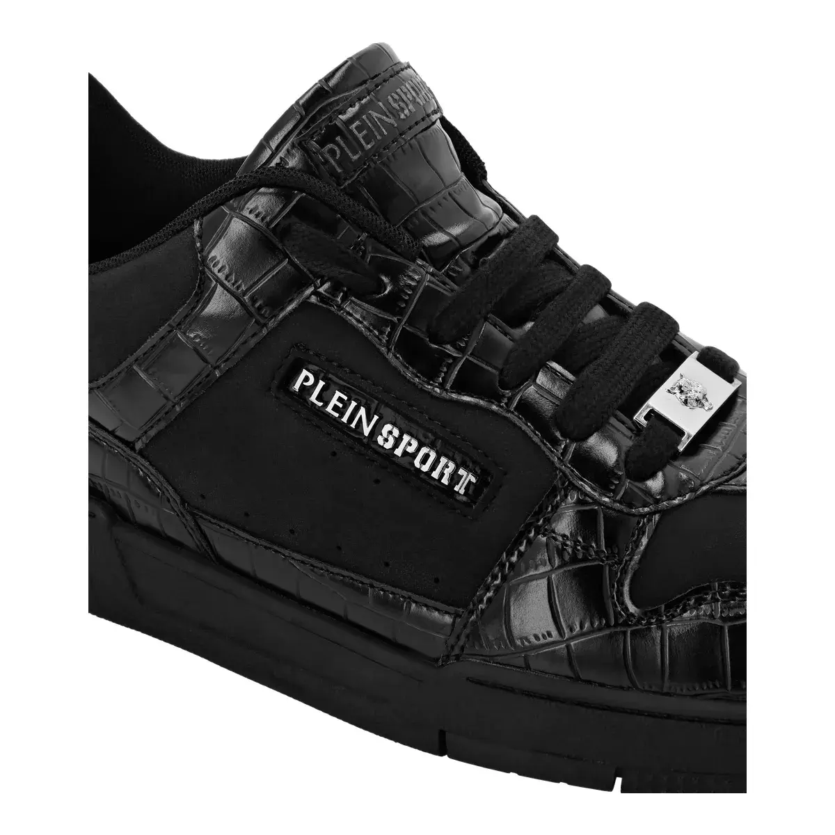Plein Sport Lo-Top-Sneaker mit Kroko-Effekt
