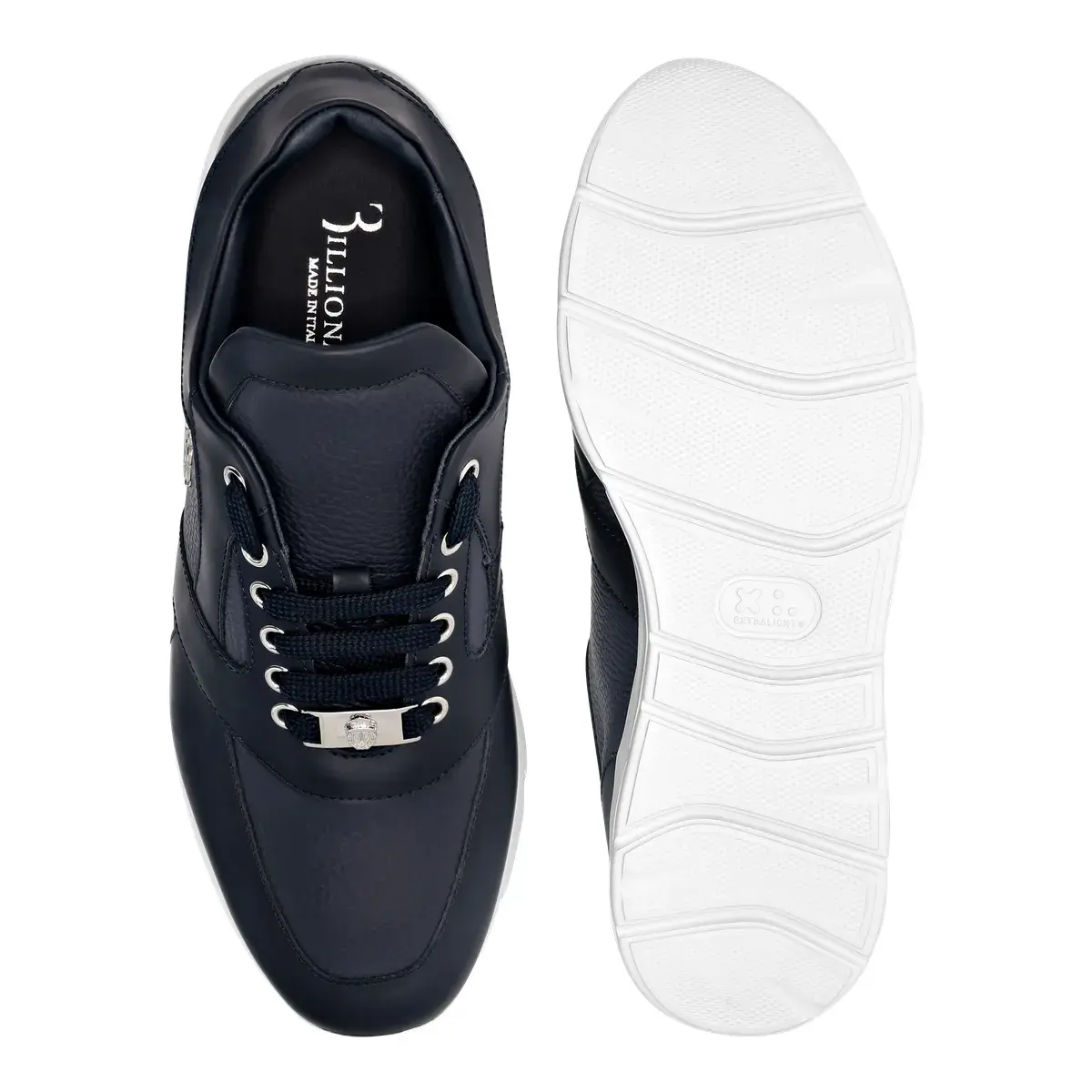 Elegante marineblaue Leder-Sneakers