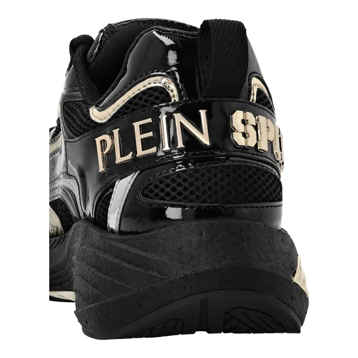 Schwarze Lackleder Low-Top Sneakers