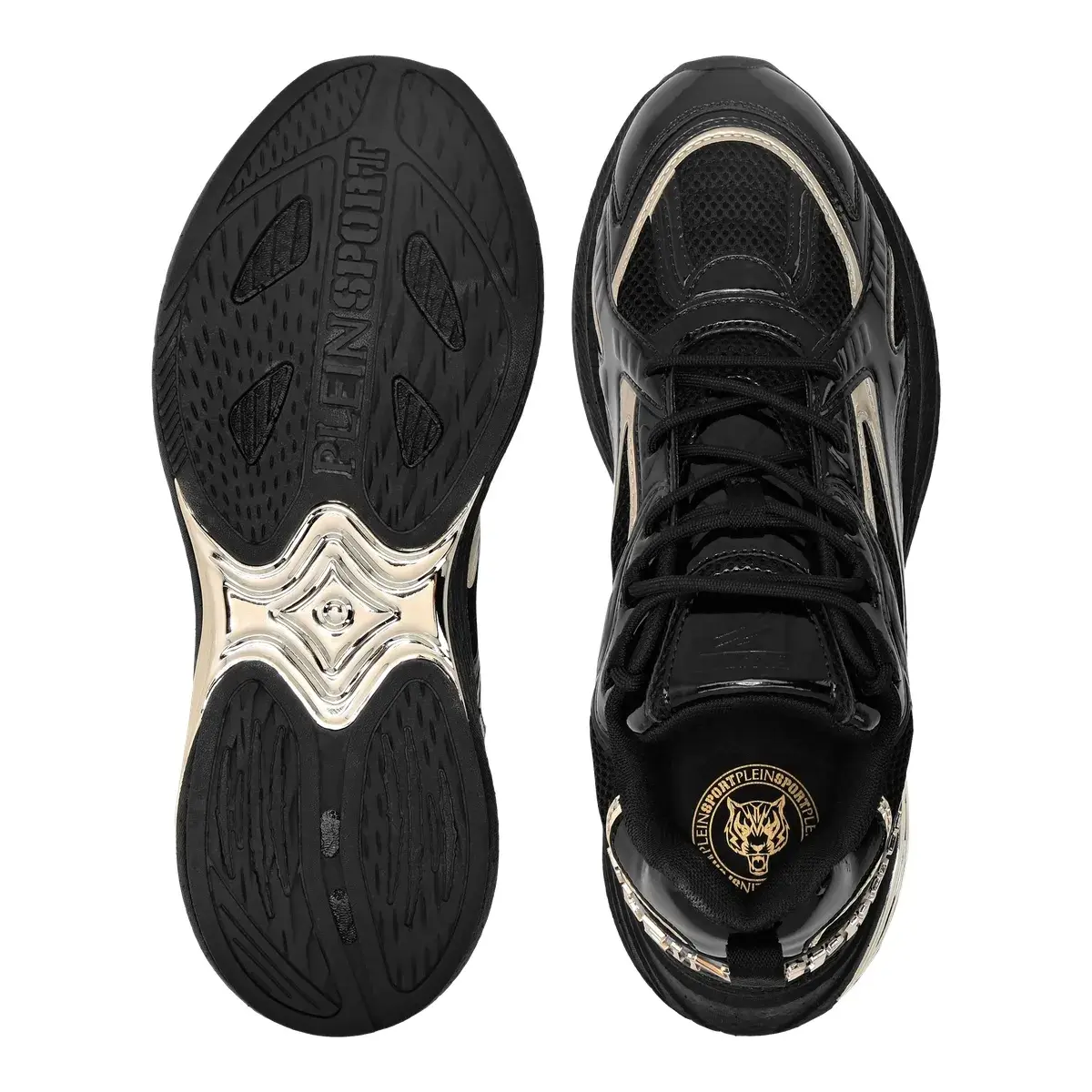Schwarze Lackleder Low-Top Sneakers