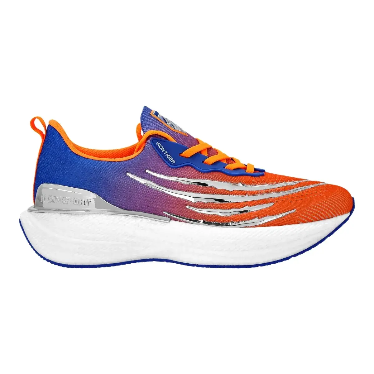 Orangefarbene Laufschuhe mit Metallic-Details