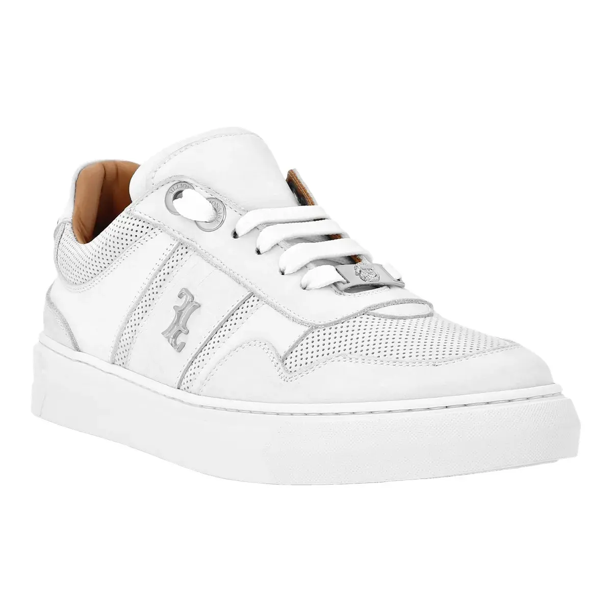 Low-Top-Sneakers aus Leder mit Kroko-Print